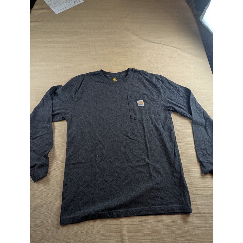 Men's Carhartt Original Fit Long Sleeve Pocket T Shirt Gray Size M